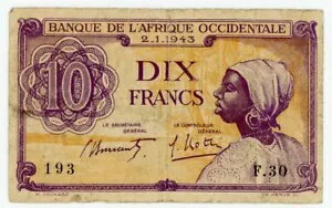 フランス領西アフリカ ... P-29 ... 10 フラン ... 1943 年 2 月 1 日 ... *F+*??