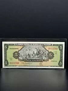 1988-$5 COLONES Banco Sentra De Reserva De El Salvador あなたの C に素敵な作品