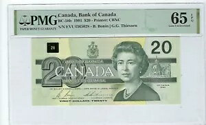 カナダ 20 ドル 1991 PMG 65 EPQ UNC BC-58b プリンター:CBNC