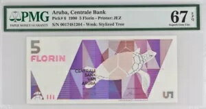 アルバ 5 フローリン 1990 P6 UNC / PMG スーパーブ GEM67EPQ