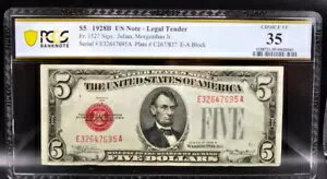 1928B $5 法定通貨 Fr 1527 PCGS 紙幣 35 選択 非常に上質