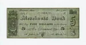1864年 $5「マーチャンツバンク」ハウズ・ビジネス・カレッジ - マサチューセッツ大学通貨
