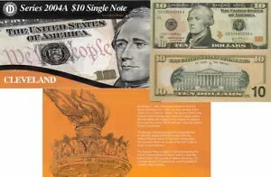 2004 A $10 クリーブランド地区 3 桁シリアル番号 GD00000699A & BEP ディスプレイ カード