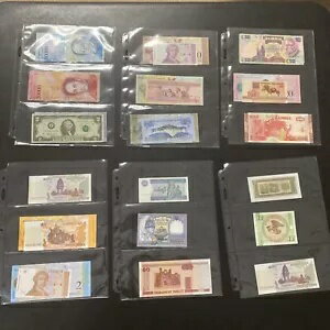 BCWページとバインダー付きの外国紙幣ロット!インスタントコレクション！ 2米ドル紙幣