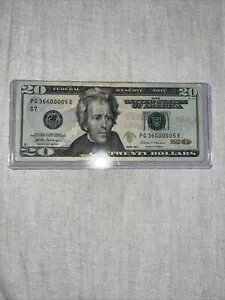 20ドル紙幣のレアシリアルナンバー！ 36600005、2017年！クリスプビル