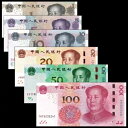 中国人民元 1〜100元紙幣 毛主席 6枚セット UNC