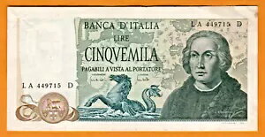 イタリア XF ノート 5000 (5,000) リラ 1971 コロンバス P-102a