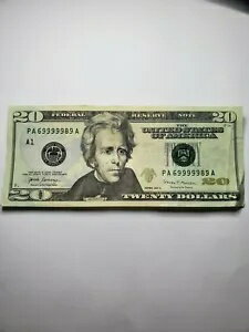 $20 2017 A TRINARY 69999989 US FANCY DOLLAR note Currency REPEATER シリアル