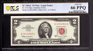 1963 A $2 ˡ̲ߥåɥʾ FR.1514 AA ֥å PCGS B  UNC 66 PPQ