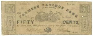1861 年バージニア州リッチモンドのファーマーズ貯蓄銀行 50c 廃止紙幣 (L1824)