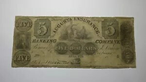 5 ドル 1855 オーガスタ ジョージア ジョージア州廃止通貨紙幣請求書オーガスタ保険