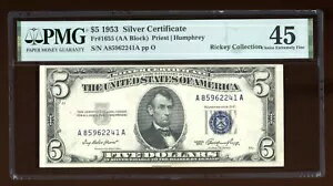 DBR $5 1953 С Fr. 1655 AA ֥å PMG 45 ꥢ A85962241A