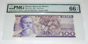PMG メキシコ バンコ 1981 100 メキシコ ペソ ピック# 74a ジェム 未流通 66 EPQ