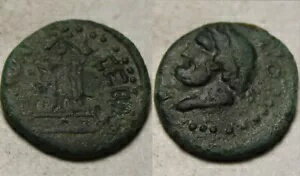 希少な本物の古代ギリシャローマ地方コイン ヘラクレス神殿