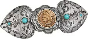 ウエスタン ブリキ ヘアクリップ インディアン ヘッド オリジナル アメリカン 2 セント コイン ヘアア..