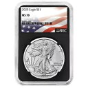 プレセール - 2025 $1 アメリカン シルバー イーグル NGC MS70 フラッグ ラベル レトロ コア