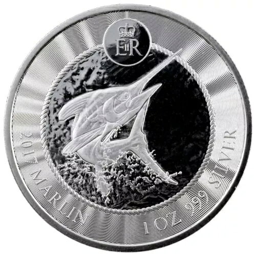 2017 ケイマン諸島カジキ 1 オンス 0.999 銀貨をカプセルに封入