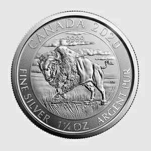1.25 オンス $8 カナダ バイソン シルバー コイン .9999 BU (2020、2021、2022 ランダム年)