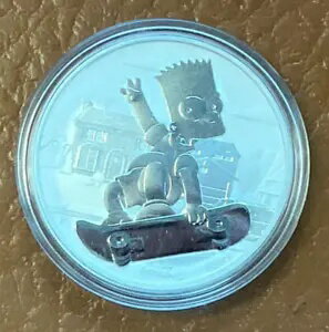 2020 $1 ツバル 1 オンス シルバー バート シンプソン オン スケートボード コイン