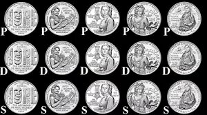 2024 P、D、S アメリカン レディース 'BU' (15 コイン) クォーター コンプリート セット 米国造幣局