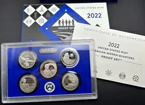 2022 プルーフ アメリカン レディース クォーター セット ディープ カム ボックス & COA 付き 5 コイン クラッド