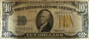 10 ドル銀貨証明書 1934 B 米国紙幣 # B07145182A