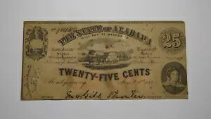 $.25 1863 年モンゴメリー アラバマ州廃止通貨紙幣 AU!プレートC