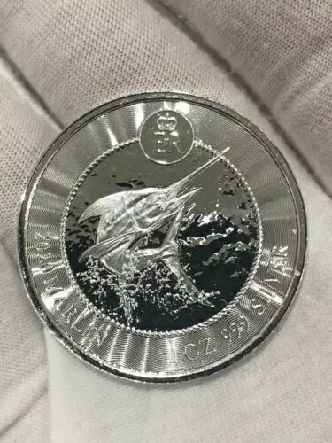 1 オンス 999 シルバー コイン コレクターズアイテム、ブリリアント ケイマン諸島 カジキ魚 BU。
