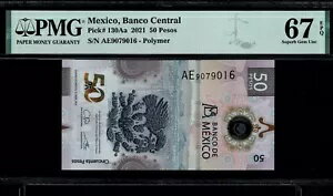 2021 メキシコ $50 ペソ Banco Central 未流通 PMG67