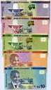 ナミビア: 紙幣セット - N$10、20、50、100、200 ドル 2015 - 2019 P NEW UNC