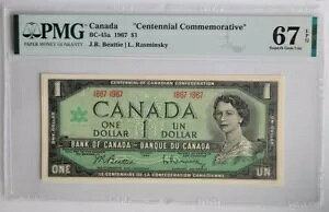 1967 カナダ $1 カナダ銀行 BC-45a PMG 67 100 周年記念