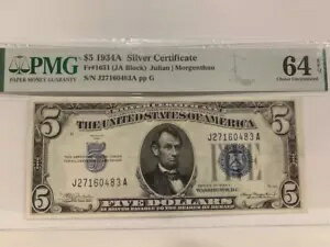 1934 A シリーズ $5 シルバー証明書