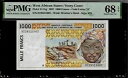 西アフリカ諸国 コートジボワール 1000 フラン 1997 PMG 68 EPQ UNC P# 111Ag