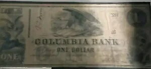 1852 コロンビア銀行 1 ドル紙幣 1 ドル ワシントン D.C. フレーム付き ストーリー付き