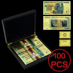 クラシック ジンバブエ 100 兆ドル金紙幣 100 枚 ボックス入り グッズ
