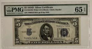 1934D $5 С Fr# 1654Wi (TA ֥å) PMG 65 Gem Unc EPQ ??????