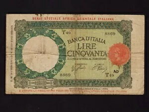 イタリア領東アフリカ/イタリア:P-1b、50 リラ、1939 * イタリア占領 * F *