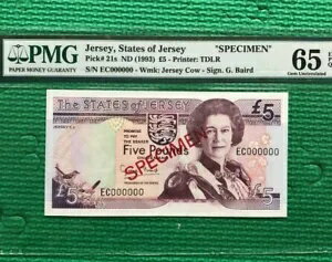 1993 ジャージ 5 ポンド サンプル PMG 65