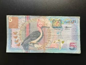 スリナム 5 ドル紙幣 2000 レア ZZ 交換低 S/N 番号 001331 紙幣