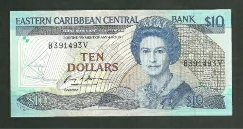 東カリブ海中央銀行 10 ドル紙幣ピック #23 V1 紙幣 10