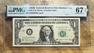 1963B ϢˮԷ $1 Fr# 1902-J (JC ֥å) PMG 67 EPQ 󥶥ƥ С