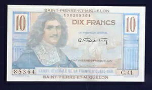 日付なし 1950-60 サンピエール & ミクロン 10 ディックス フラン P23 UNC 未流通