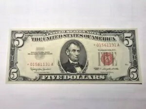 1963 年 5 ドル米国紙幣「スター ノート」折り目 AU #15566