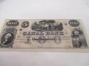1800 年代の 100 ドルの運河銀行 - ルイジアナ州ニューオーリンズ紙幣