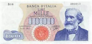 イタリア 1000 リラ 1962 年 6 月 28 日 P 96a シリーズ B 08 未流通紙幣 AA9