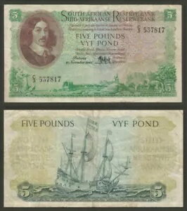 通貨 1948 年 南アフリカ準備銀行 5 ポンド紙幣 ヴァン リーベック P# 94