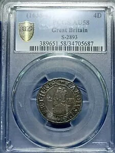 最高記録！PCGS AU 58 イギリス 1638年 チャールズ1世グロート 4ペンス 4ペニー 4ペンス S2893