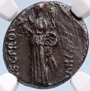 メテッルス・スキピオ ユリウス・カエサルの敵 紀元前47年 古代ローマ銀貨 NGC i59973