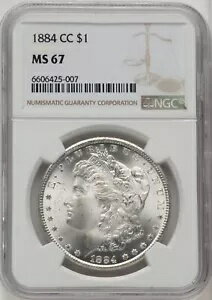 1884年CC米国モルガン銀貨1ドル - NGC MS 67