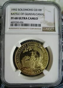 ソロモン諸島 1992年 100ドル金貨 NGC PF-68 Ult.Cameo ガダルカナル島の戦い